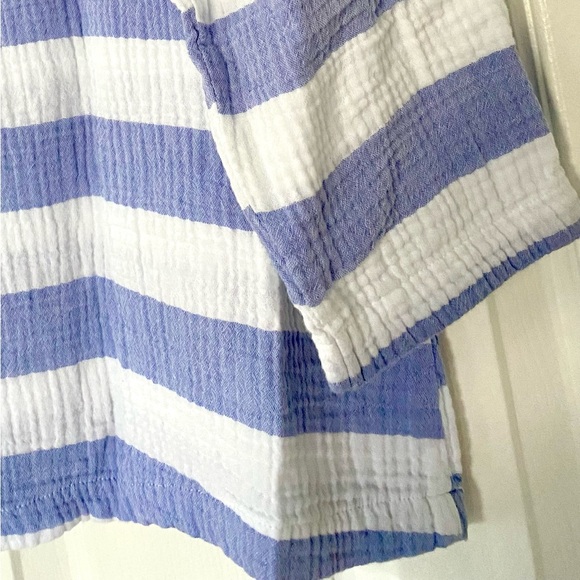 Habitat Periwinkle Blue and White Striped Shirt. 100% Cotton, 3/4 Sleeve  EC SzM - Picture 8 of 14